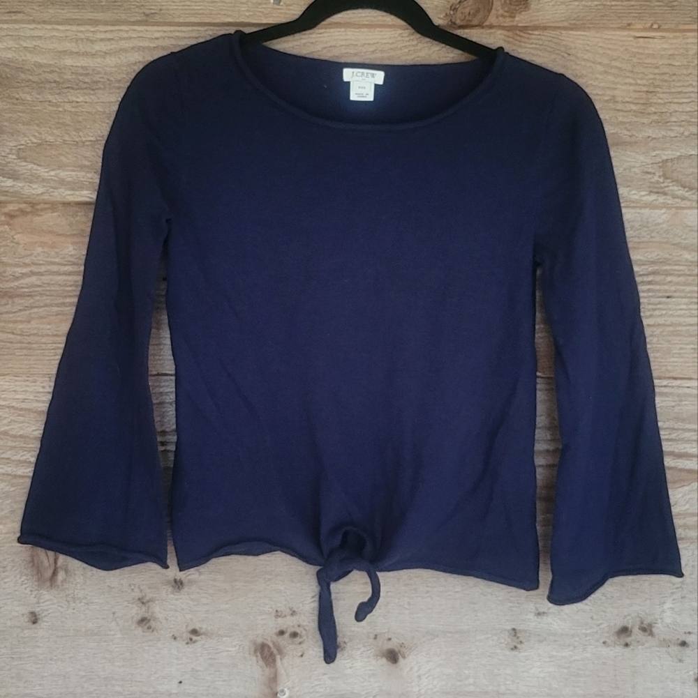 J. Crew Navy Blue Bell Sleeve Boatneck Sweater Size XXSmall